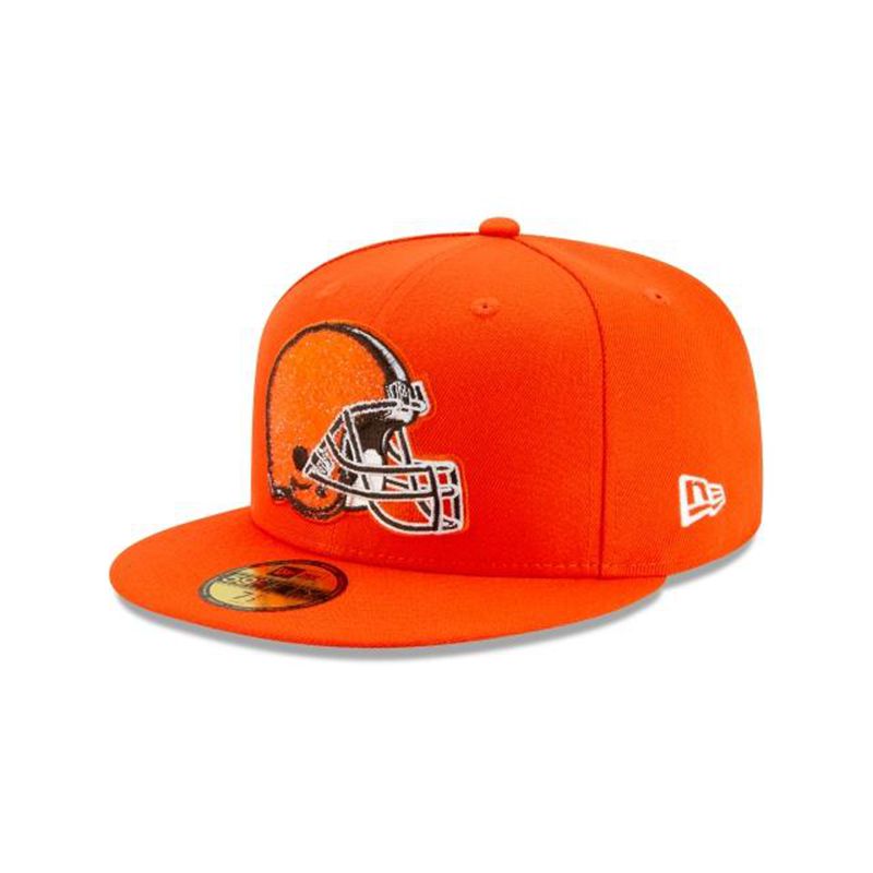 NFL Cleveland Browns Crystals From Swarovski 59Fifty Fitted (DYU3561) - Brown New Era Caps